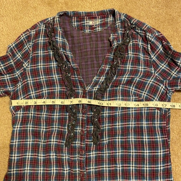 Converse Plaid Button Down Shirt w Ruffle - Picture 5 of 7
